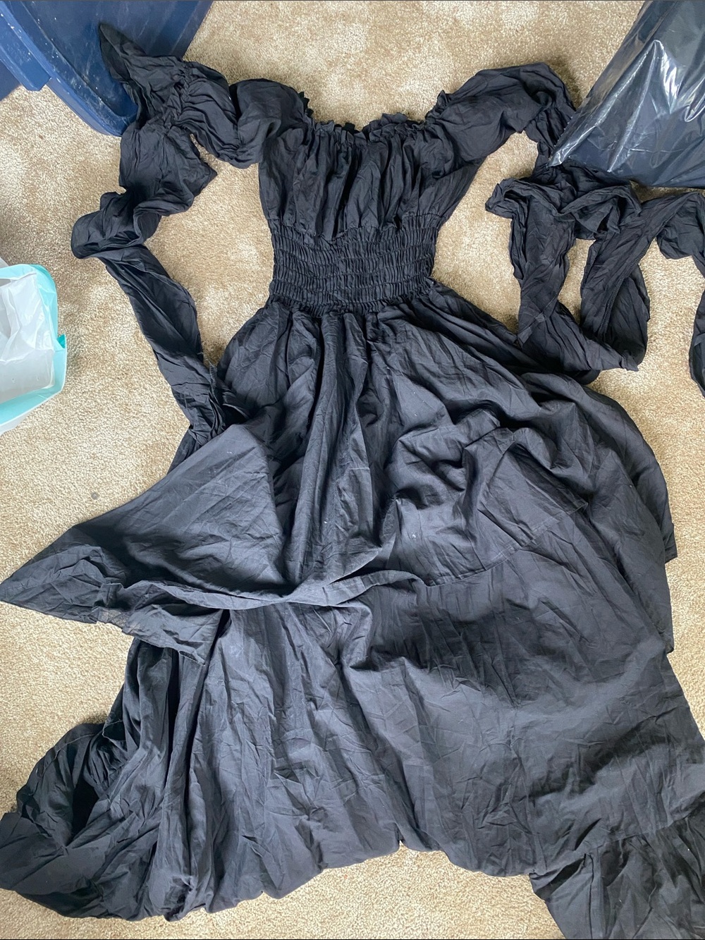 Amazon Black Off-Shoulder Smocked Maxi Dress